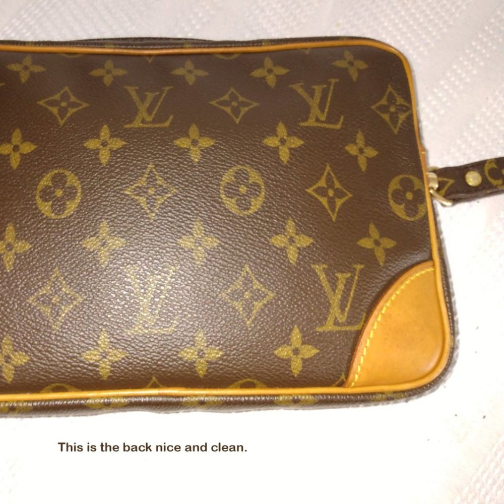 Louis Vuitton Brown Monogram Canvas Wristlet with Tan Accents - Picture 13 of 15